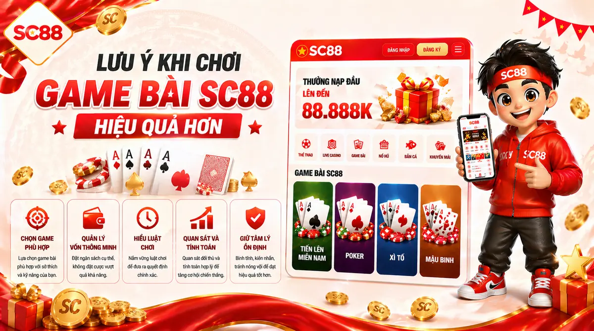 Lưu ý khi chơi game bài sc88 hiệu quả hơn