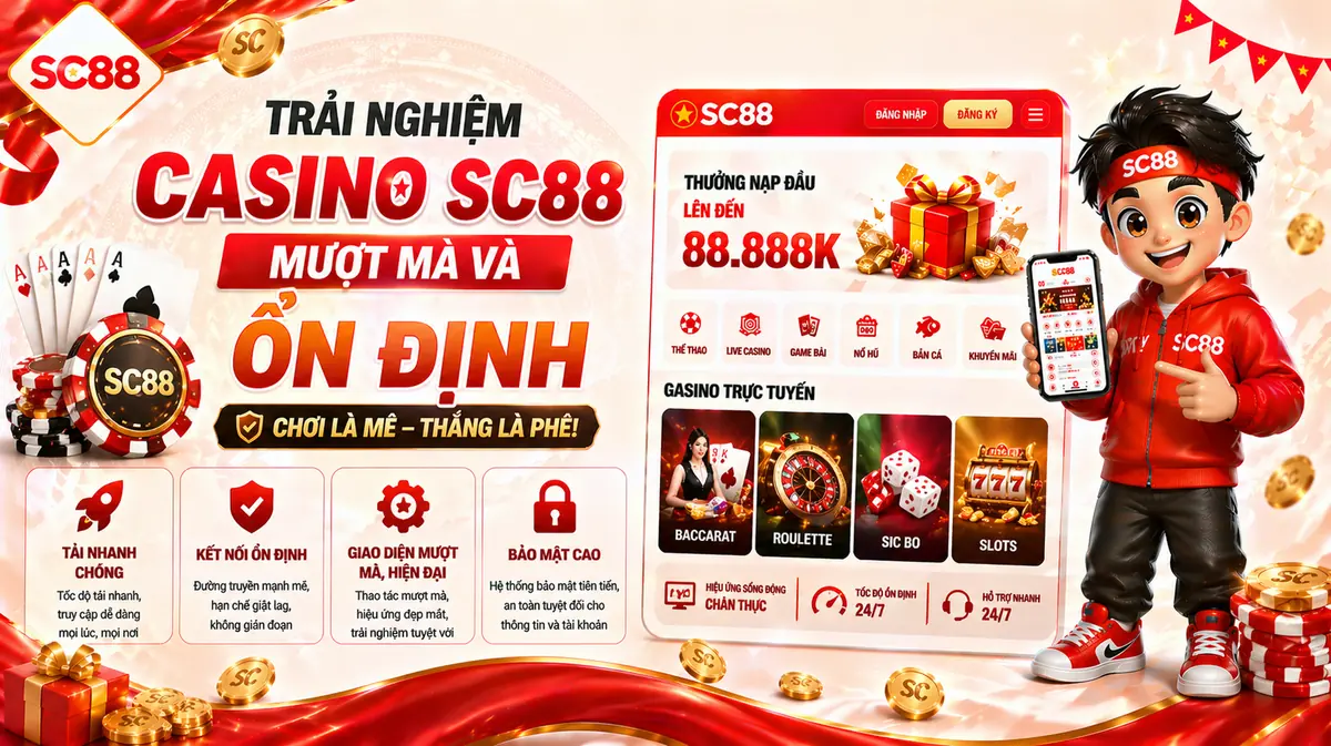 Trải nghiệm casino sc88 mượt mà và ổn định