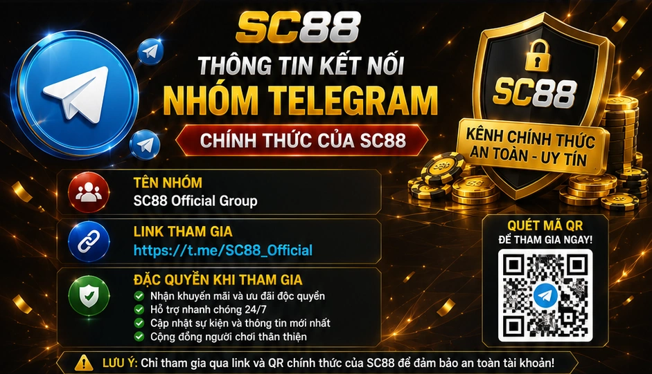 Thông tin kết nối nhóm Telegram chính thức của SC88