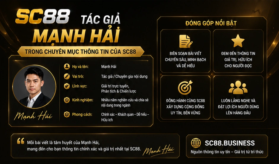 Tác giả Mạnh Hải trong chuyên mục thông tin của SC88